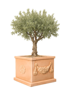 Preview: Klassischer Terracotta Kasten mit Girlande - Cassetta festonata quadrata